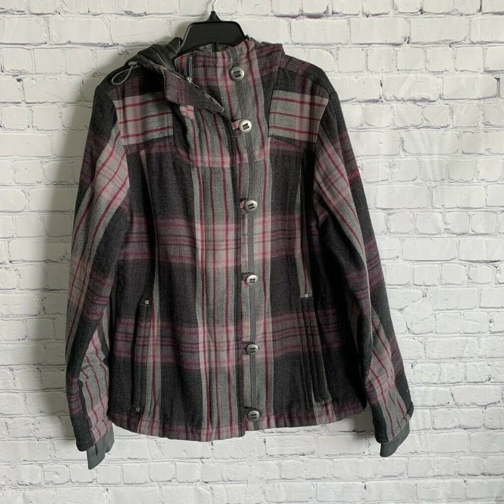 Columbia Sportswear Womens Plaid Jacket Size Small Wool Blend Full Zip